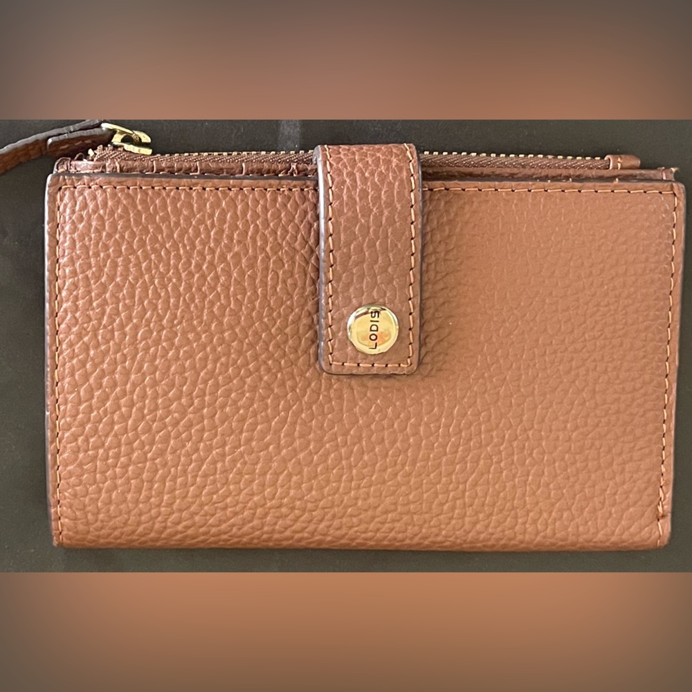 Lodis Tan Authentic Leather Zip Wallet